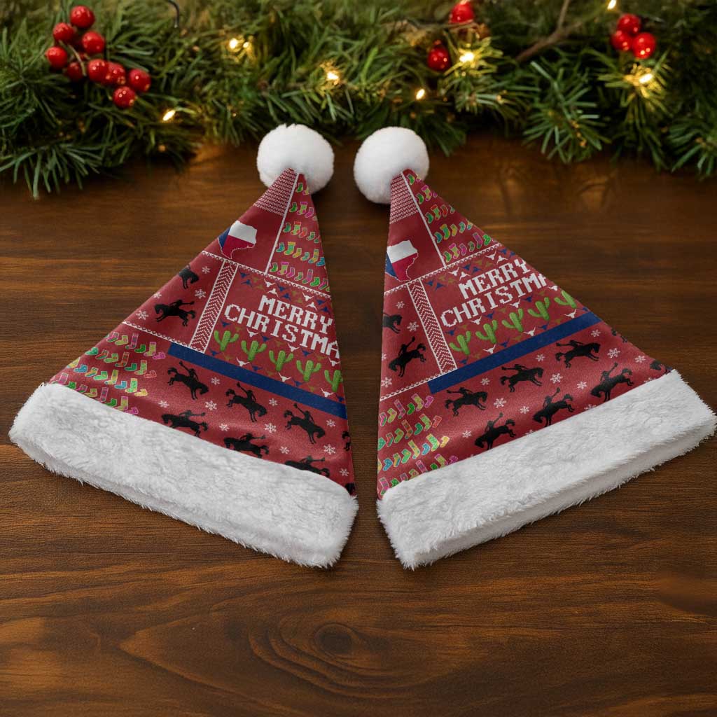 Texas Map Merry Christmas Santa Hat Xmas Holiday Patterns - undefined
