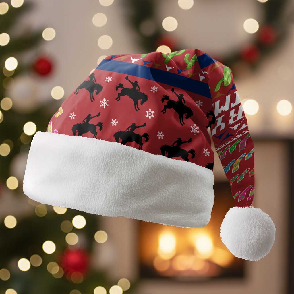 Texas Map Merry Christmas Santa Hat Xmas Holiday Patterns - undefined
