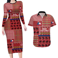 Texas Map Merry Christmas Couples Matching Long Sleeve Bodycon Dress and Hawaiian Shirt Xmas Holiday Patterns - Wonder Print Shop
