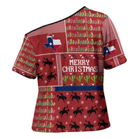 Texas Map Merry Christmas Cross Shoulder Shirt Xmas Holiday Patterns - Wonder Print Shop