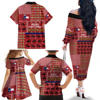 Texas Map Merry Christmas Family Matching Off The Shoulder Long Sleeve Dress and Hawaiian Shirt Xmas Holiday Patterns - Wonder Print Shop