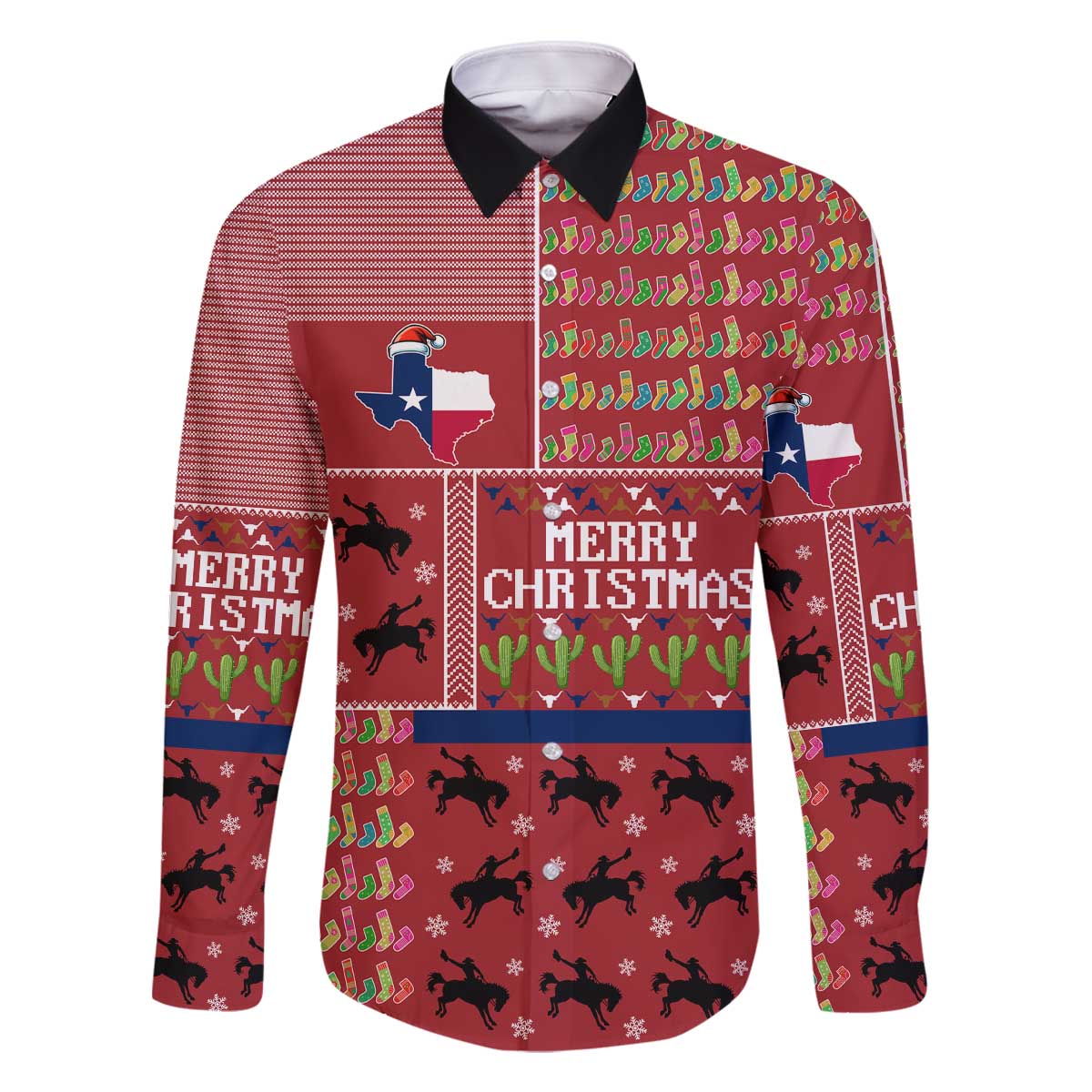 Texas Map Merry Christmas Family Matching Off The Shoulder Long Sleeve Dress and Hawaiian Shirt Xmas Holiday Patterns - Wonder Print Shop