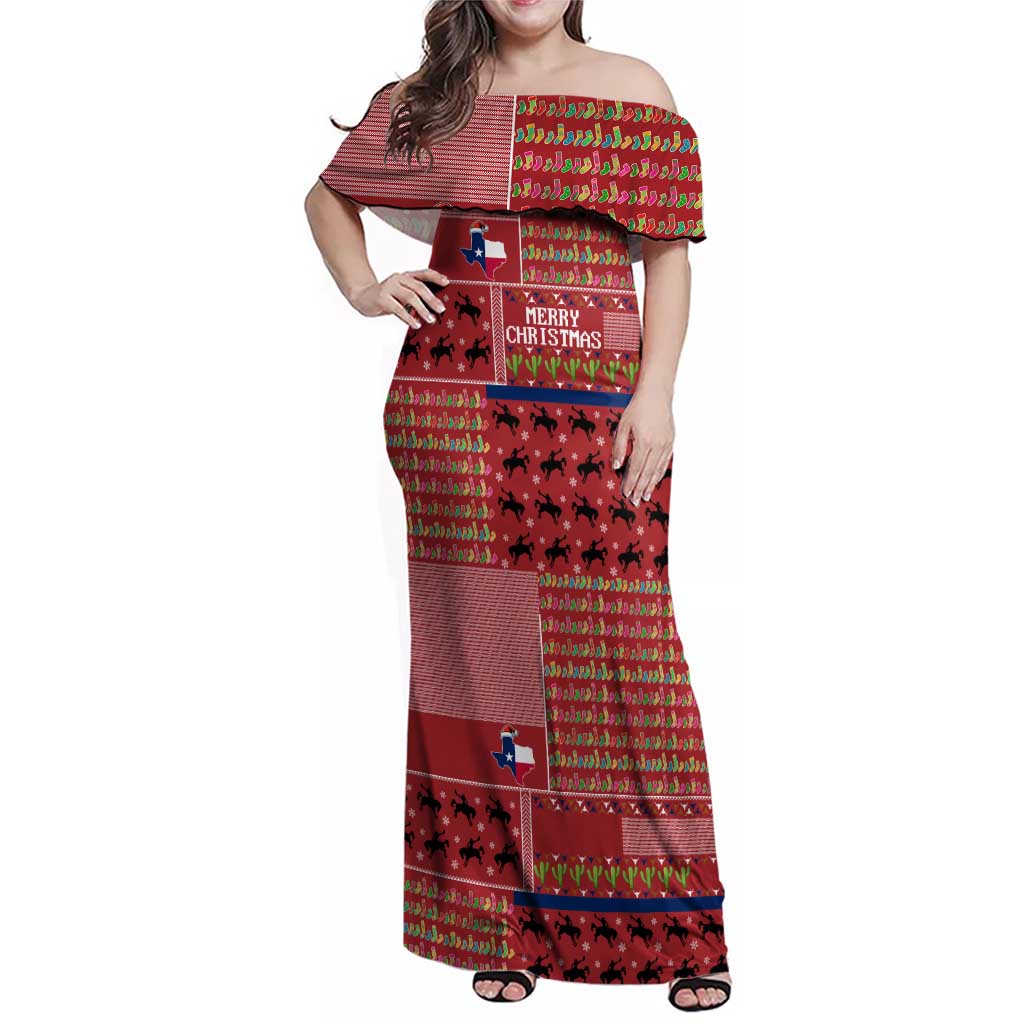 Texas Map Merry Christmas Family Matching Off Shoulder Maxi Dress and Hawaiian Shirt Xmas Holiday Patterns - Wonder Print Shop