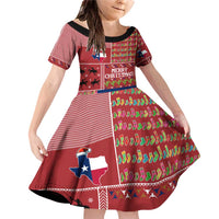 Texas Map Merry Christmas Family Matching Off Shoulder Short Dress and Hawaiian Shirt Xmas Holiday Patterns - Wonder Print Shop