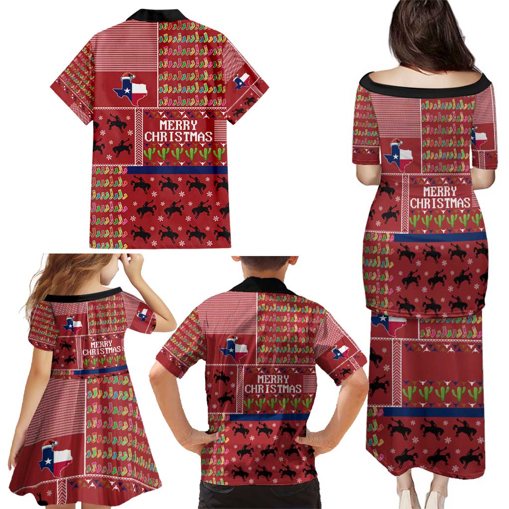 Texas Map Merry Christmas Family Matching Puletasi and Hawaiian Shirt Xmas Holiday Patterns - Wonder Print Shop