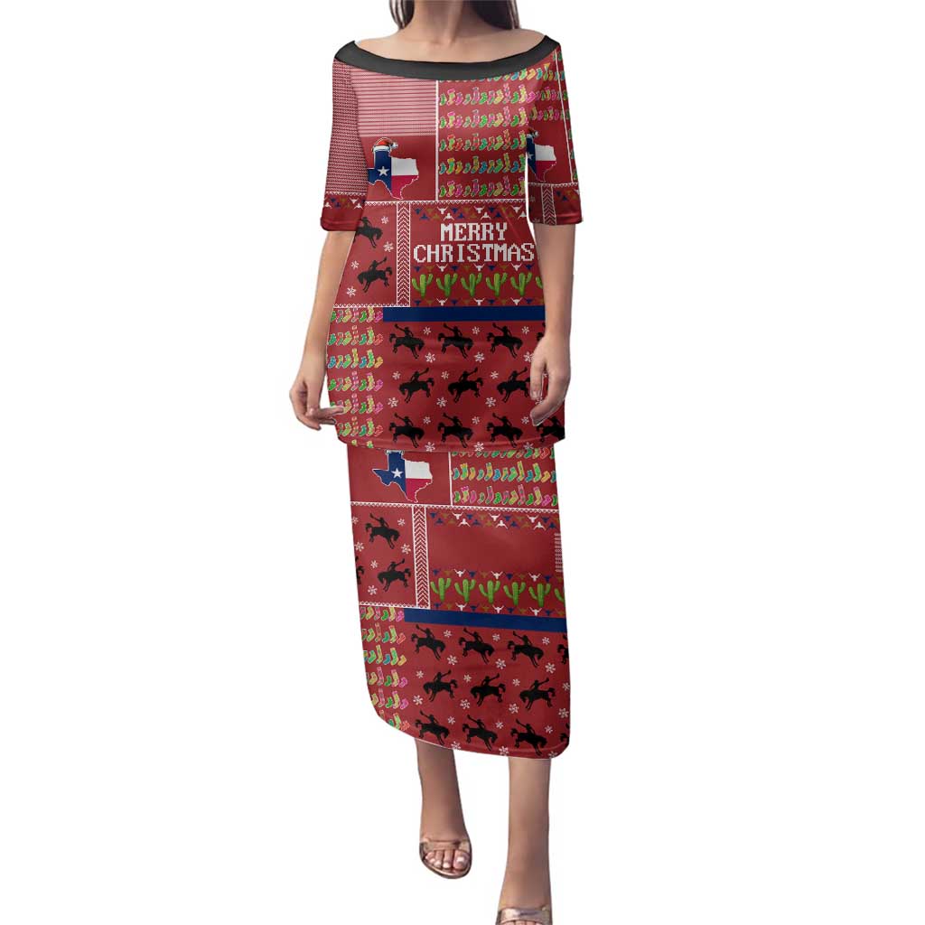 Texas Map Merry Christmas Family Matching Puletasi and Hawaiian Shirt Xmas Holiday Patterns - Wonder Print Shop