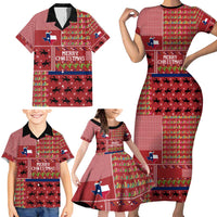 Texas Map Merry Christmas Family Matching Short Sleeve Bodycon Dress and Hawaiian Shirt Xmas Holiday Patterns - Wonder Print Shop