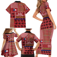 Texas Map Merry Christmas Family Matching Short Sleeve Bodycon Dress and Hawaiian Shirt Xmas Holiday Patterns - Wonder Print Shop