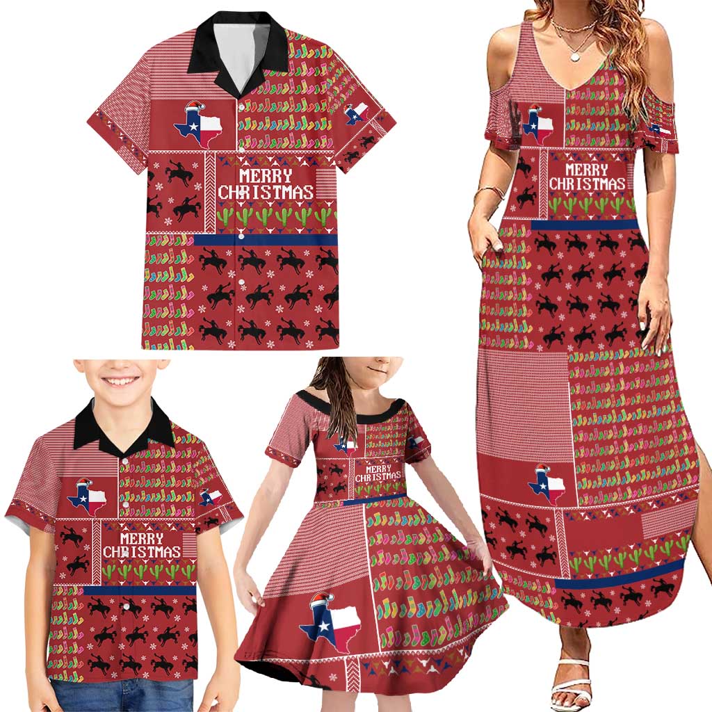 Texas Map Merry Christmas Family Matching Summer Maxi Dress and Hawaiian Shirt Xmas Holiday Patterns - Wonder Print Shop
