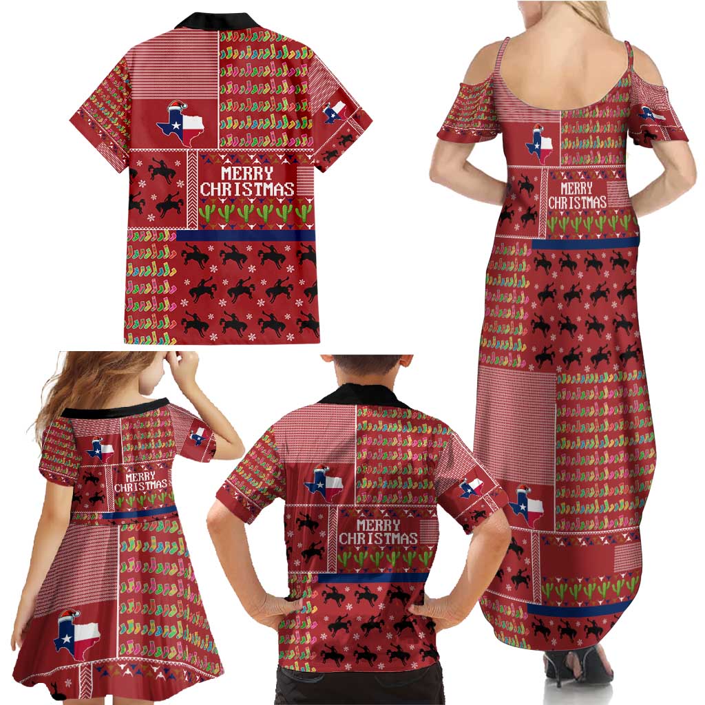 Texas Map Merry Christmas Family Matching Summer Maxi Dress and Hawaiian Shirt Xmas Holiday Patterns - Wonder Print Shop