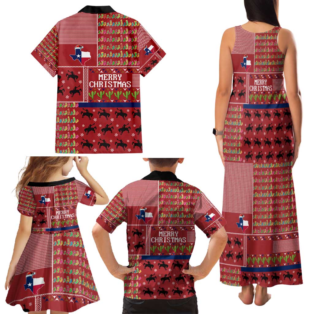 Texas Map Merry Christmas Family Matching Tank Maxi Dress and Hawaiian Shirt Xmas Holiday Patterns - Wonder Print Shop