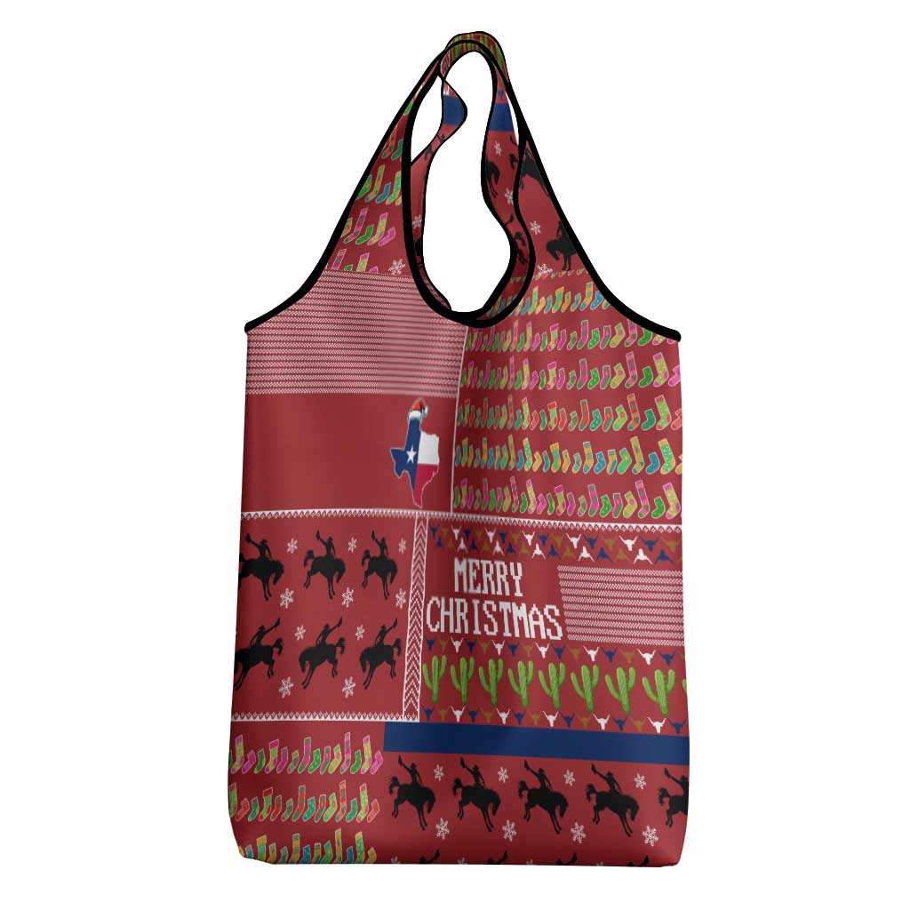 Texas Map Merry Christmas Grocery Bag Xmas Holiday Patterns - Wonder Print Shop