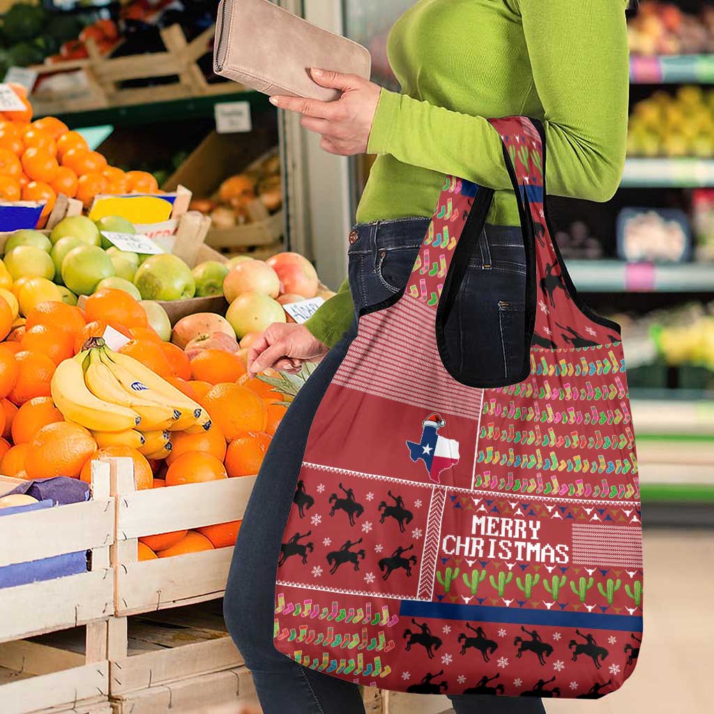 Texas Map Merry Christmas Grocery Bag Xmas Holiday Patterns - Wonder Print Shop