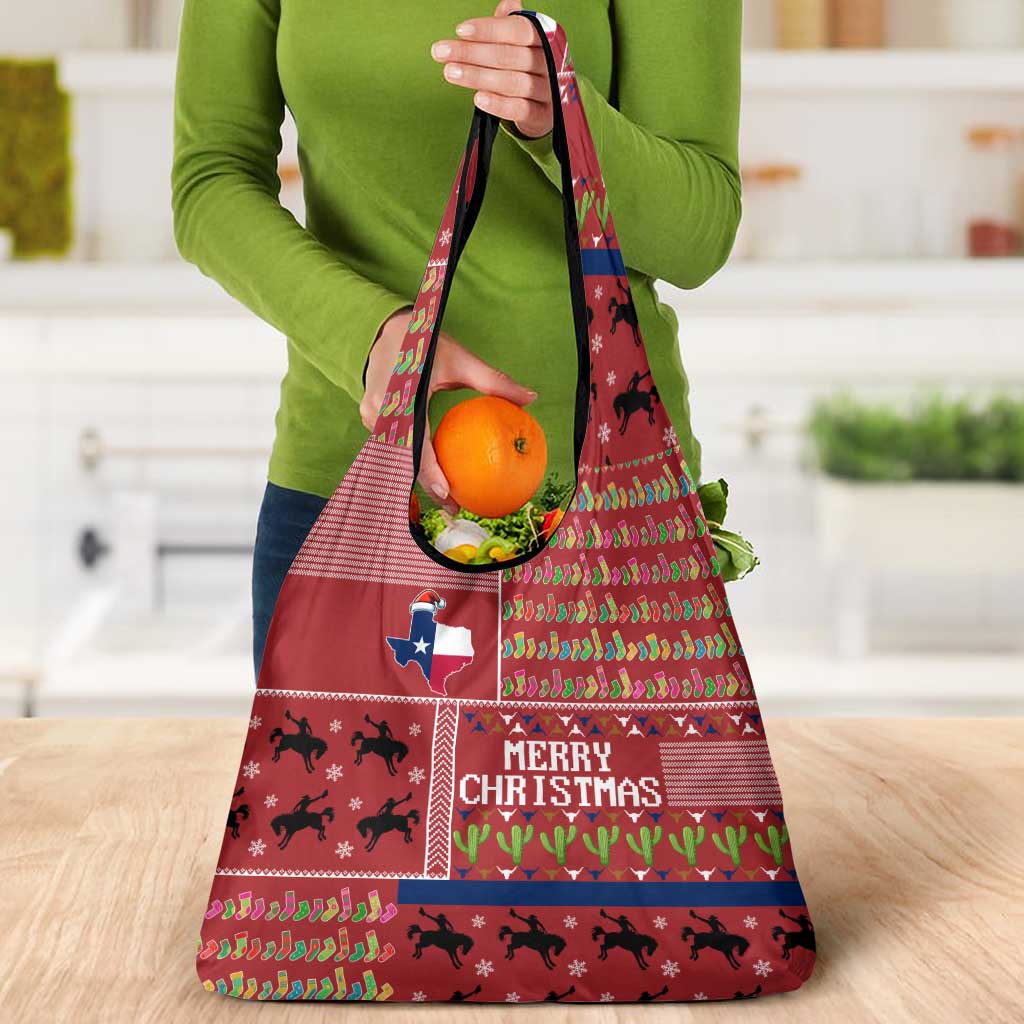 Texas Map Merry Christmas Grocery Bag Xmas Holiday Patterns - Wonder Print Shop
