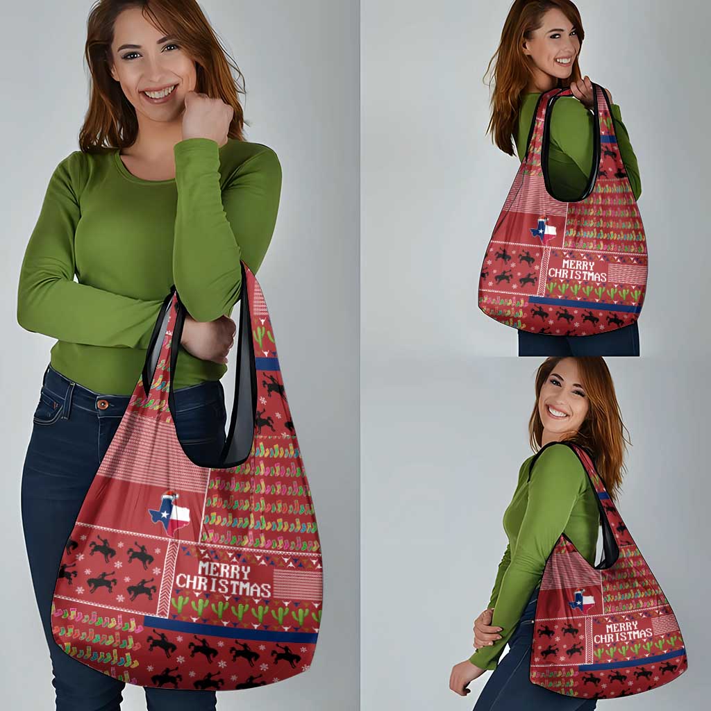 Texas Map Merry Christmas Grocery Bag Xmas Holiday Patterns - Wonder Print Shop