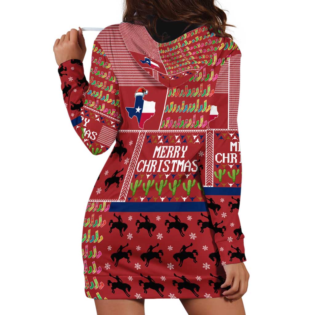Texas Map Merry Christmas Hoodie Dress Xmas Holiday Patterns - Wonder Print Shop