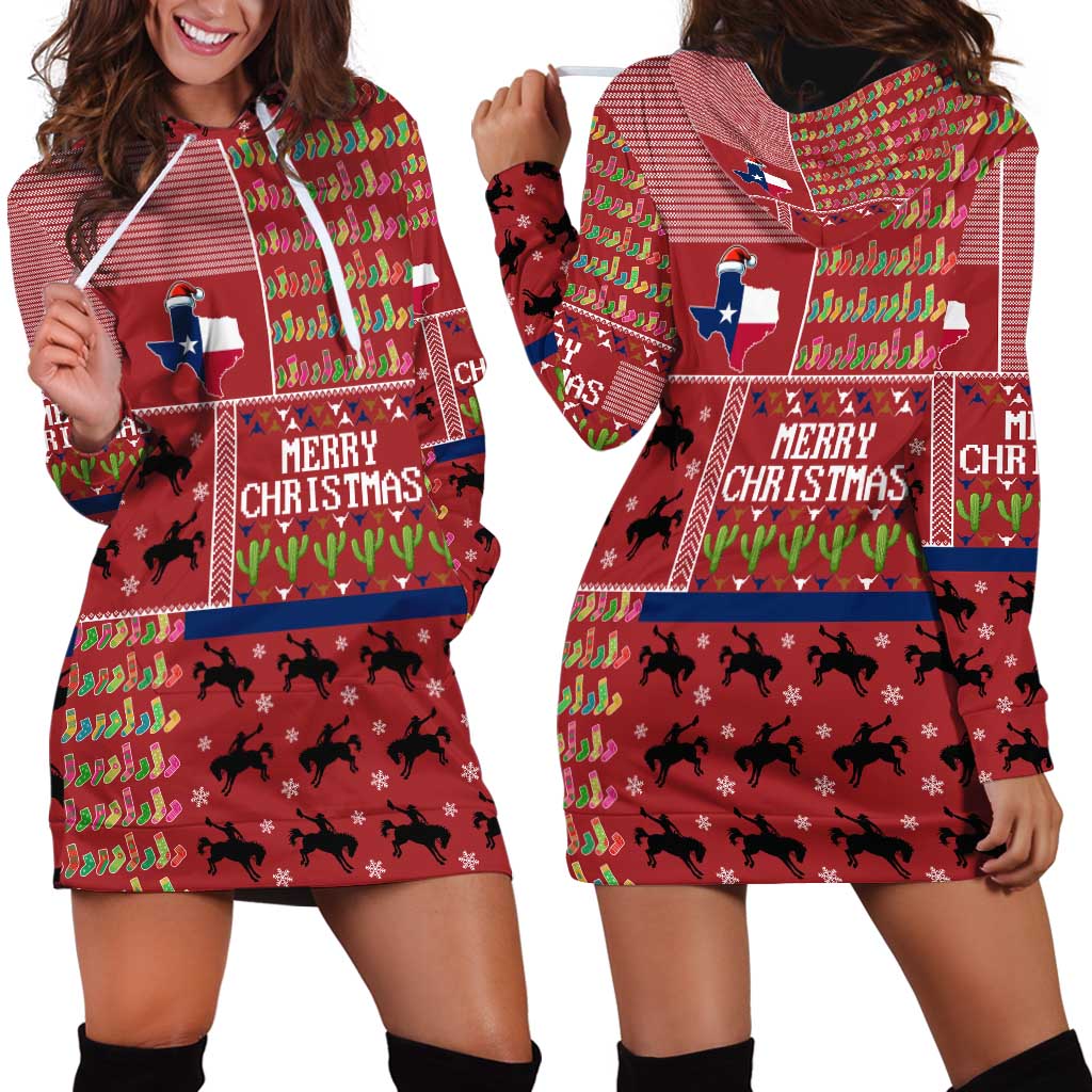 Texas Map Merry Christmas Hoodie Dress Xmas Holiday Patterns - Wonder Print Shop