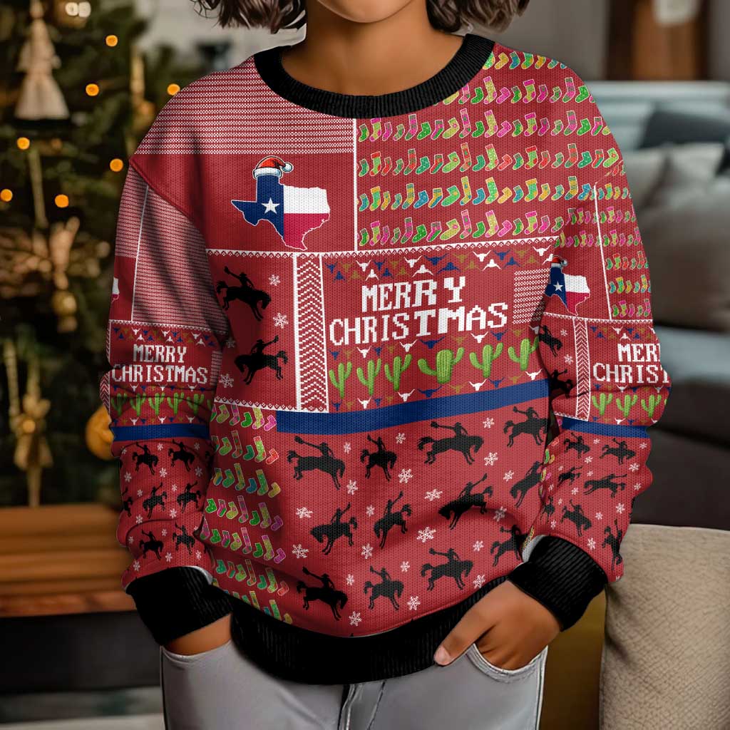 Texas Map Merry Christmas Kid Ugly Christmas Sweater Xmas Holiday Patterns - Wonder Print Shop
