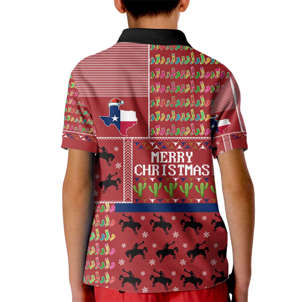 Texas Map Merry Christmas Kid Polo Shirt Xmas Holiday Patterns - Wonder Print Shop