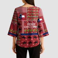 Texas Map Merry Christmas Kimono Sleeve Blouse Xmas Holiday Patterns - Wonder Print Shop