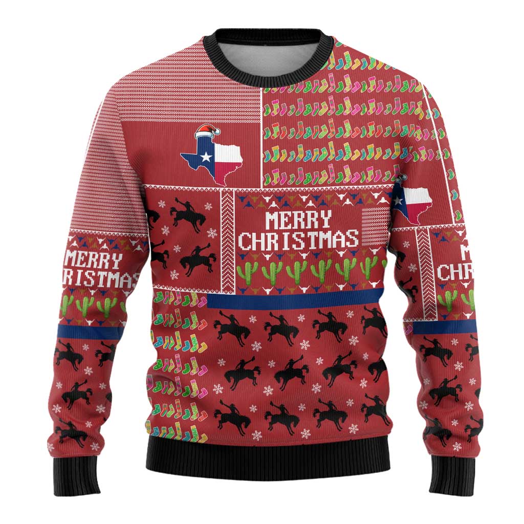 Texas Map Merry Christmas Ugly Christmas Sweater Xmas Holiday Patterns - Wonder Print Shop