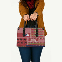 Texas Map Merry Christmas Leather Bag Xmas Holiday Patterns - Wonder Print Shop