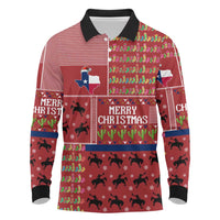Texas Map Merry Christmas Long Sleeve Polo Shirt Xmas Holiday Patterns - Wonder Print Shop