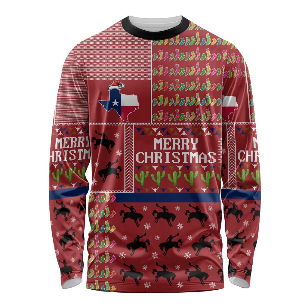 Texas Map Merry Christmas Long Sleeve Shirt Xmas Holiday Patterns - Wonder Print Shop