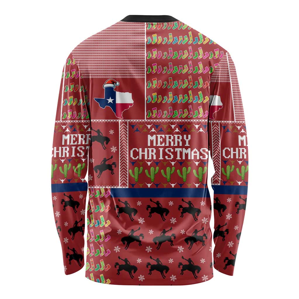 Texas Map Merry Christmas Long Sleeve Shirt Xmas Holiday Patterns - Wonder Print Shop
