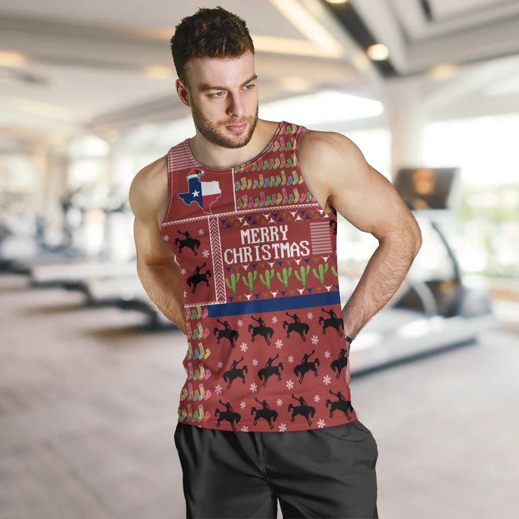 Texas Map Merry Christmas Men Tank Top Xmas Holiday Patterns - Wonder Print Shop