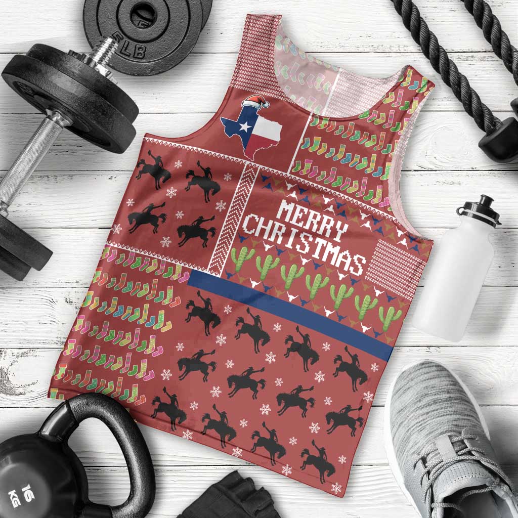Texas Map Merry Christmas Men Tank Top Xmas Holiday Patterns - Wonder Print Shop