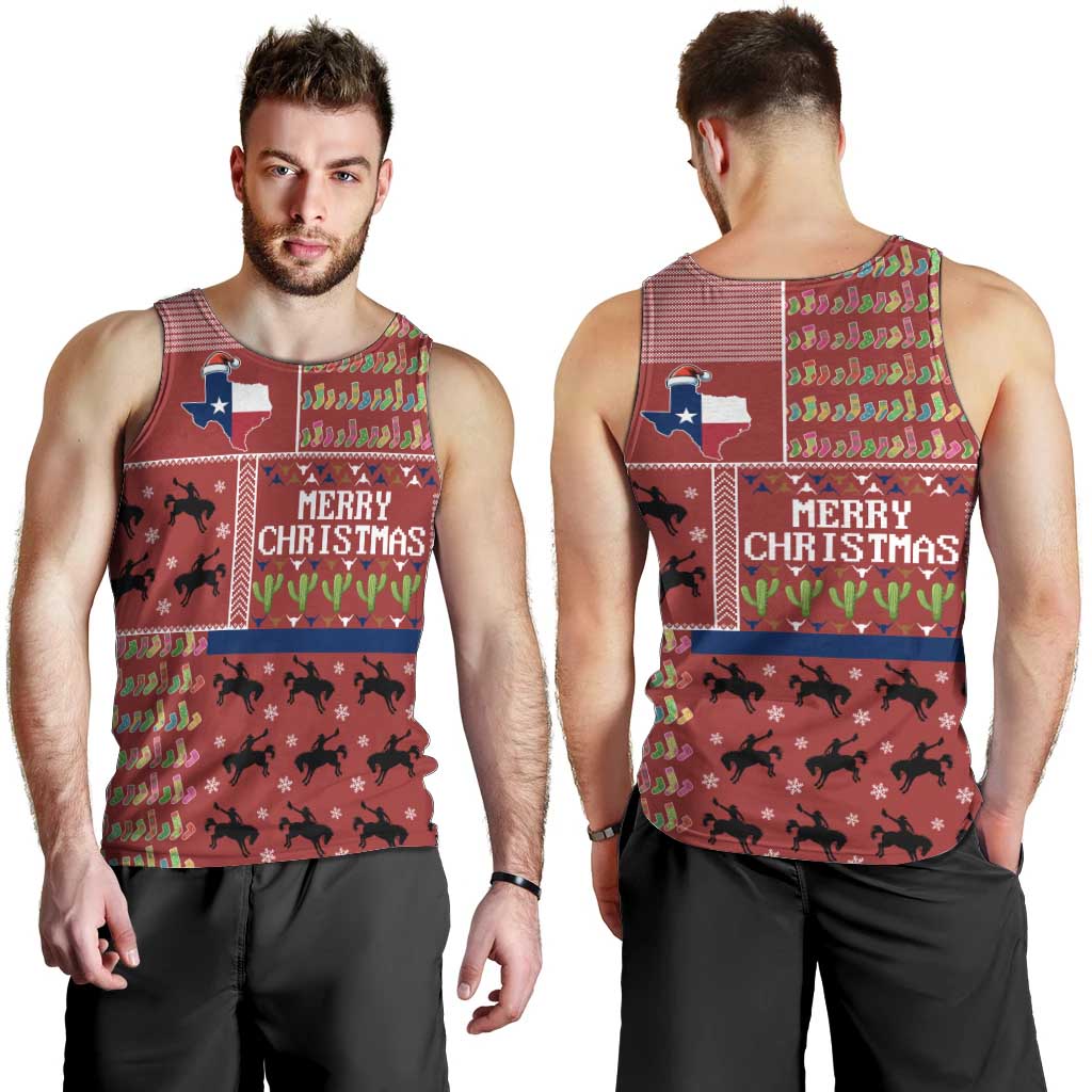 Texas Map Merry Christmas Men Tank Top Xmas Holiday Patterns - Wonder Print Shop