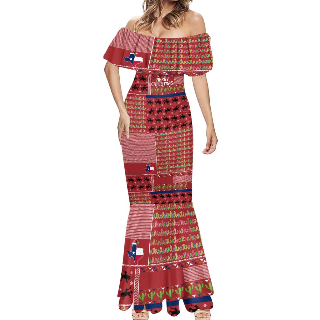 Texas Map Merry Christmas Mermaid Dress Xmas Holiday Patterns - Wonder Print Shop