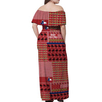 Texas Map Merry Christmas Off Shoulder Maxi Dress Xmas Holiday Patterns - Wonder Print Shop
