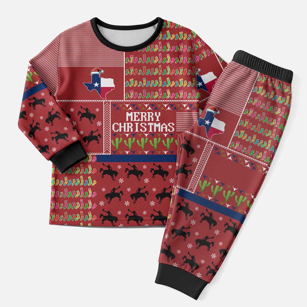 Texas Map Merry Christmas Pajama Set Xmas Holiday Patterns - Wonder Print Shop