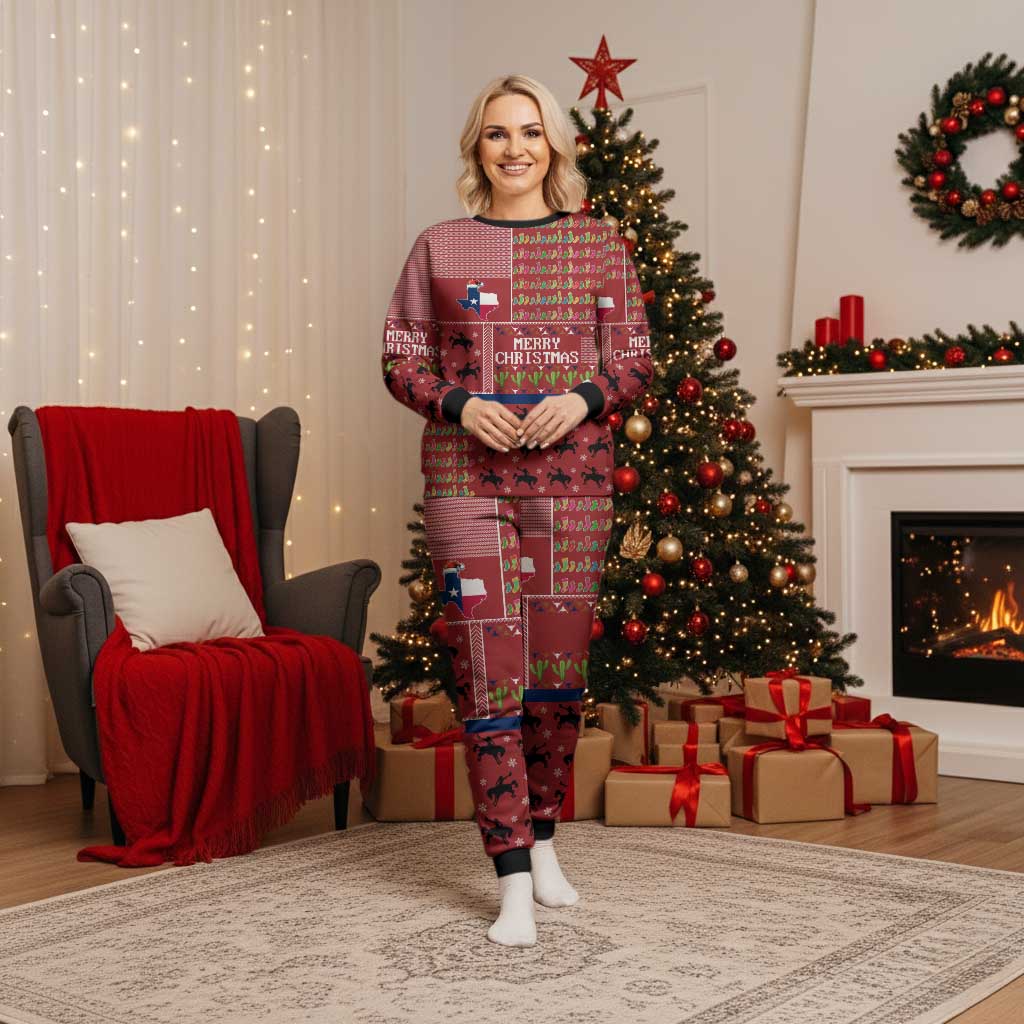 Texas Map Merry Christmas Pajama Set Xmas Holiday Patterns - Wonder Print Shop
