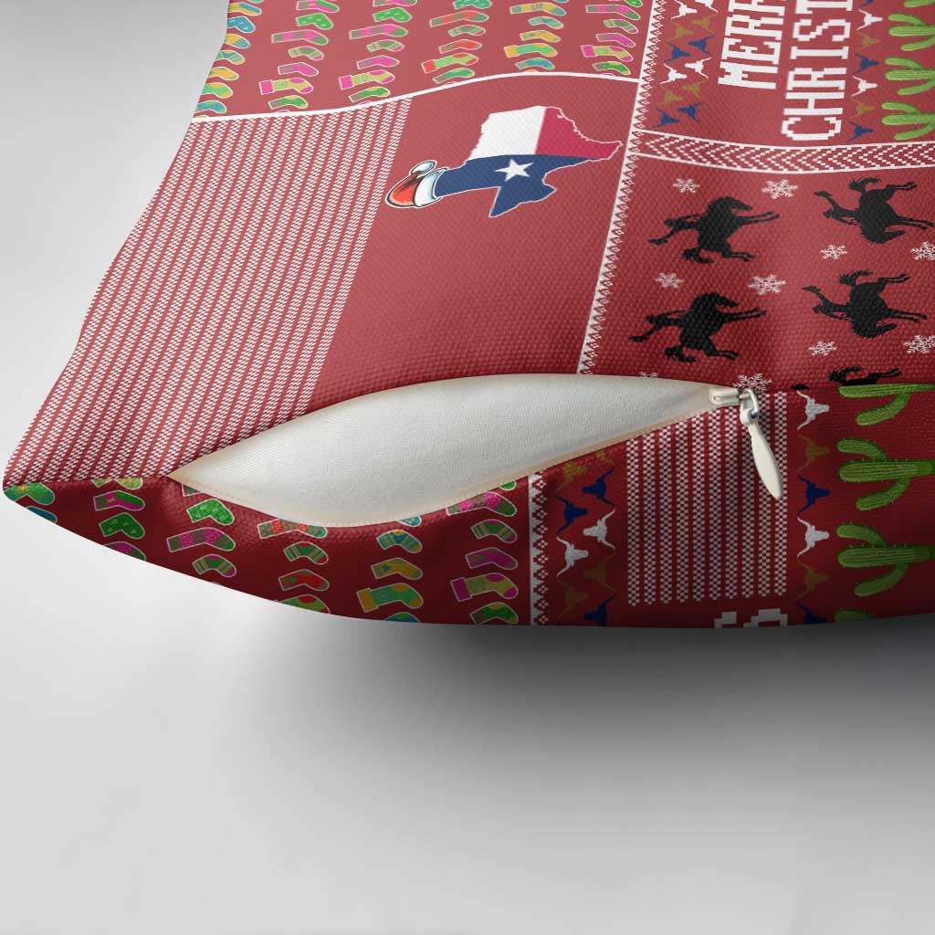 Texas Map Merry Christmas Pillow Cover Xmas Holiday Patterns - Wonder Print Shop