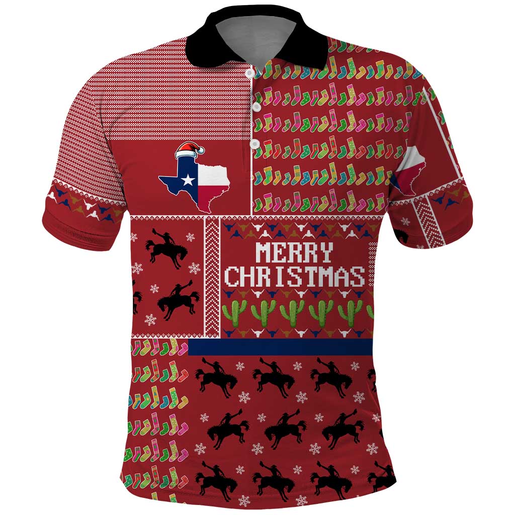 Texas Map Merry Christmas Polo Shirt Xmas Holiday Patterns - Wonder Print Shop