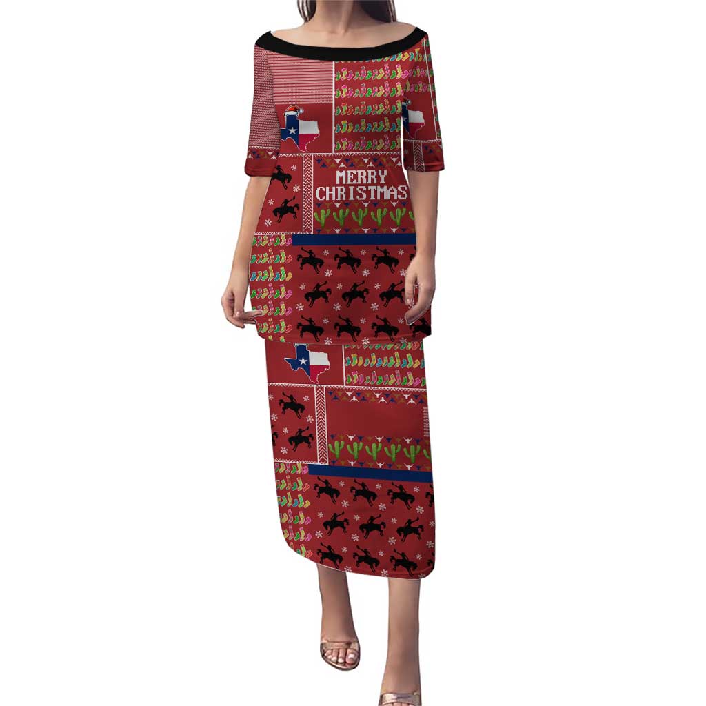 Texas Map Merry Christmas Puletasi Xmas Holiday Patterns - Wonder Print Shop