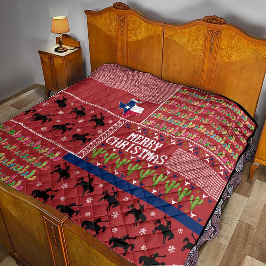 Texas Map Merry Christmas Quilt Xmas Holiday Patterns - Wonder Print Shop