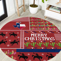 Texas Map Merry Christmas Round Carpet Xmas Holiday Patterns - Wonder Print Shop