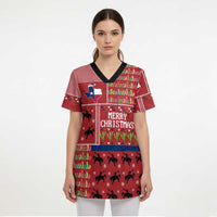 Texas Map Merry Christmas Scrub Top Xmas Holiday Patterns - Wonder Print Shop