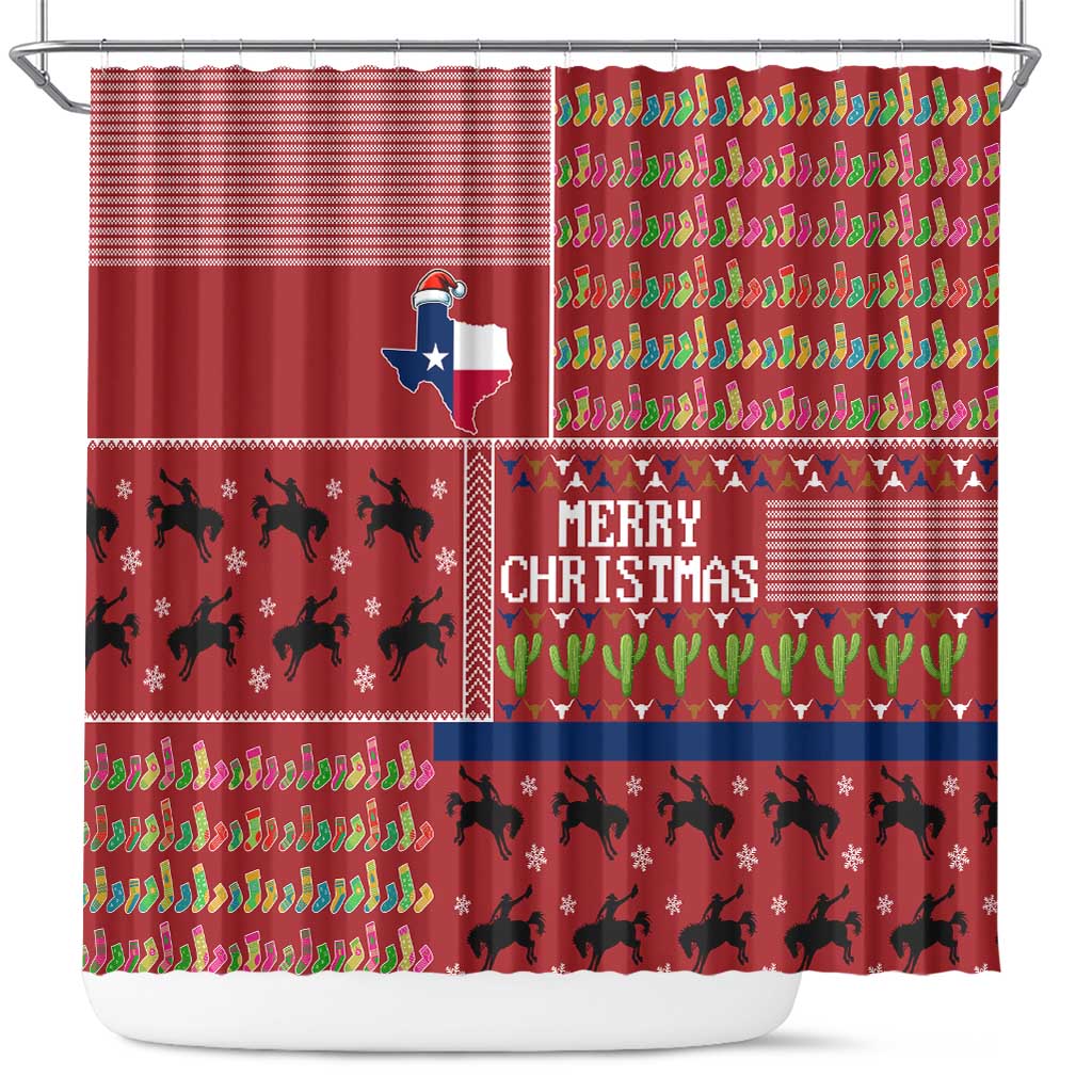Texas Map Merry Christmas Shower Curtain Xmas Holiday Patterns - Wonder Print Shop