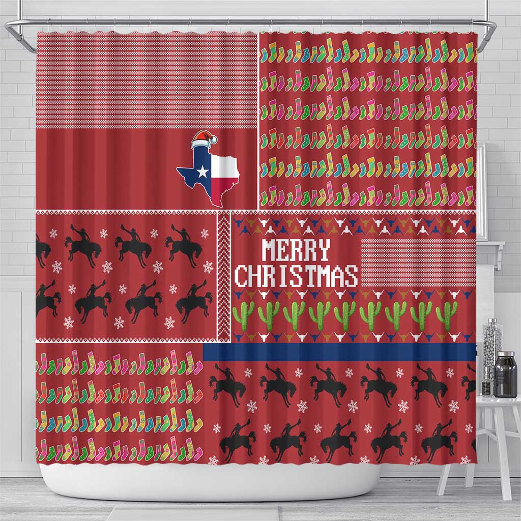 Texas Map Merry Christmas Shower Curtain Xmas Holiday Patterns - Wonder Print Shop