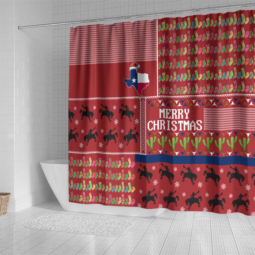 Texas Map Merry Christmas Shower Curtain Xmas Holiday Patterns - Wonder Print Shop