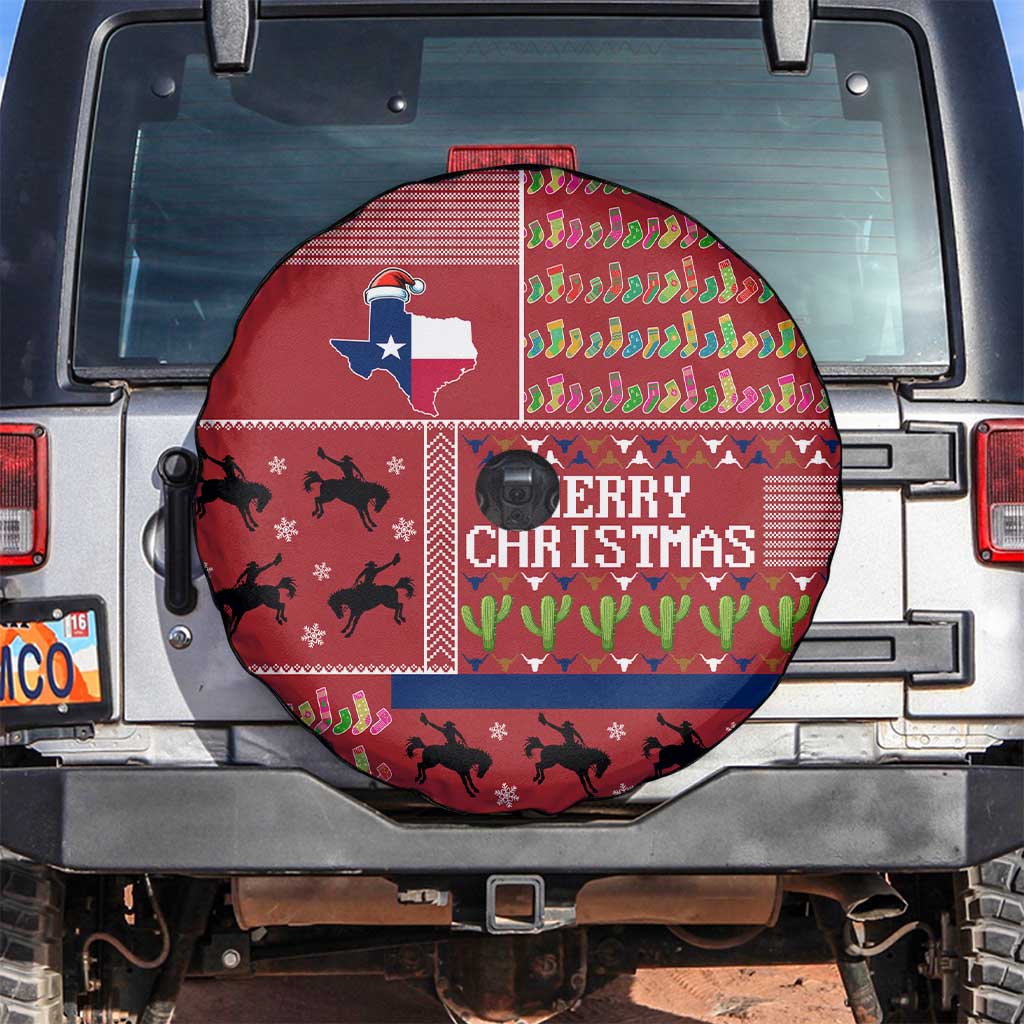 Texas Map Merry Christmas Spare Tire Cover Xmas Holiday Patterns - Wonder Print Shop