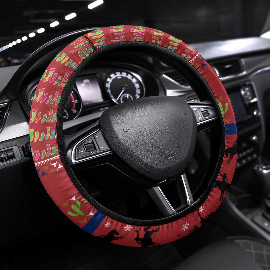 Texas Map Merry Christmas Steering Wheel Cover Xmas Holiday Patterns - Wonder Print Shop