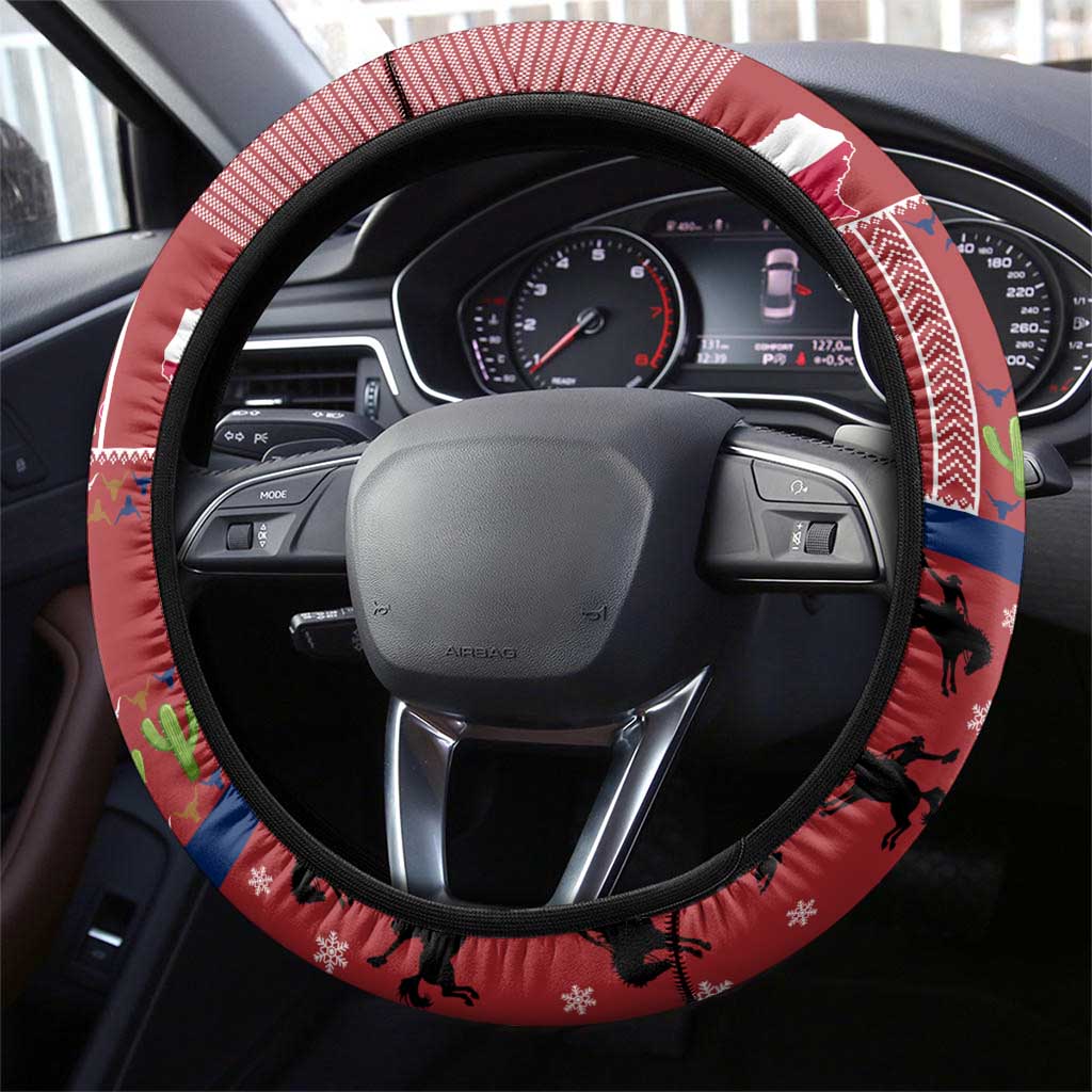 Texas Map Merry Christmas Steering Wheel Cover Xmas Holiday Patterns - Wonder Print Shop