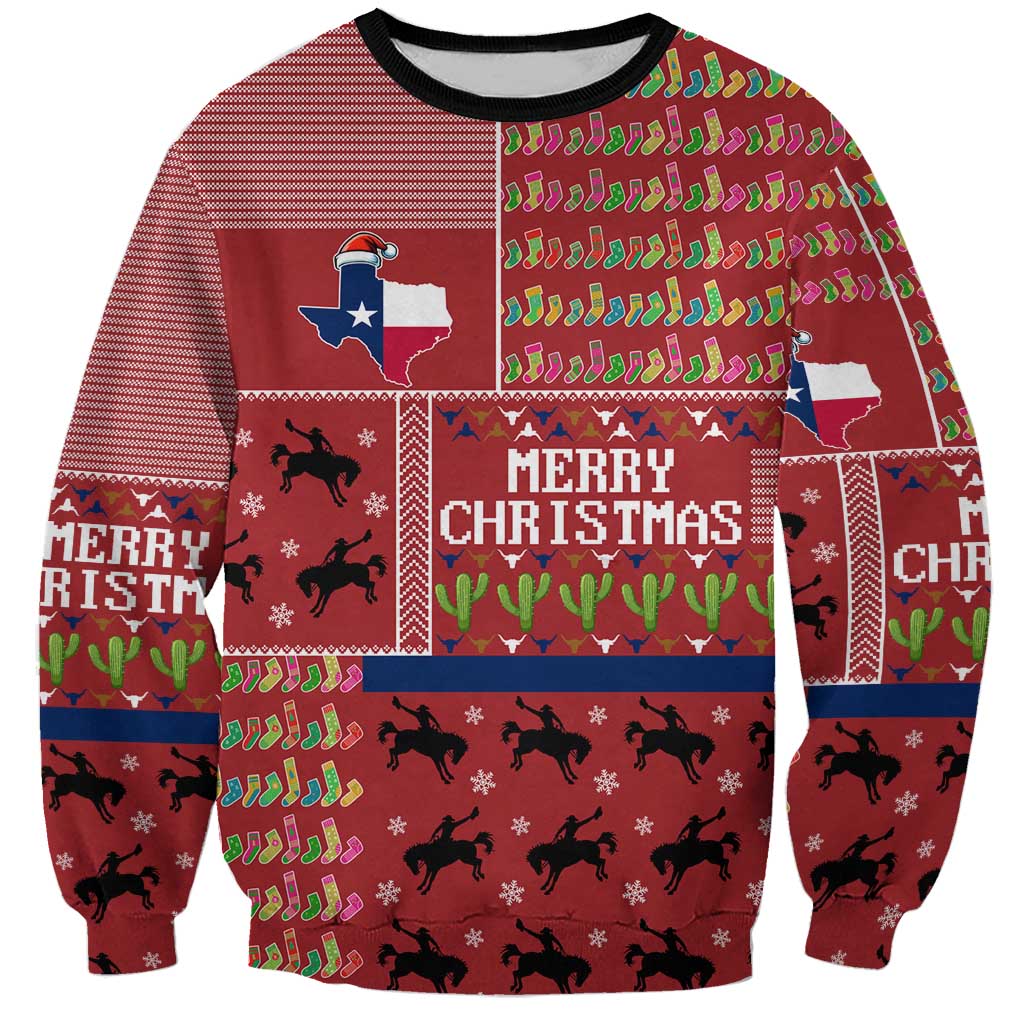 Texas Map Merry Christmas Sweatshirt Xmas Holiday Patterns - Wonder Print Shop