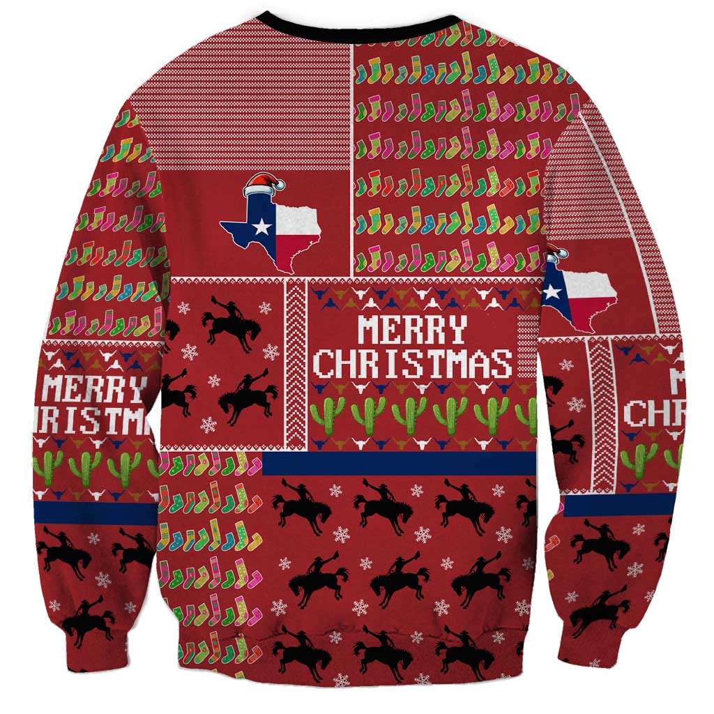 Texas Map Merry Christmas Sweatshirt Xmas Holiday Patterns - Wonder Print Shop
